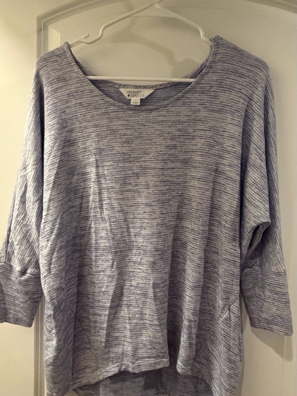 New w/ out tags Market & Spruce Heathered Light Gray Striped Knit Sweatshirt